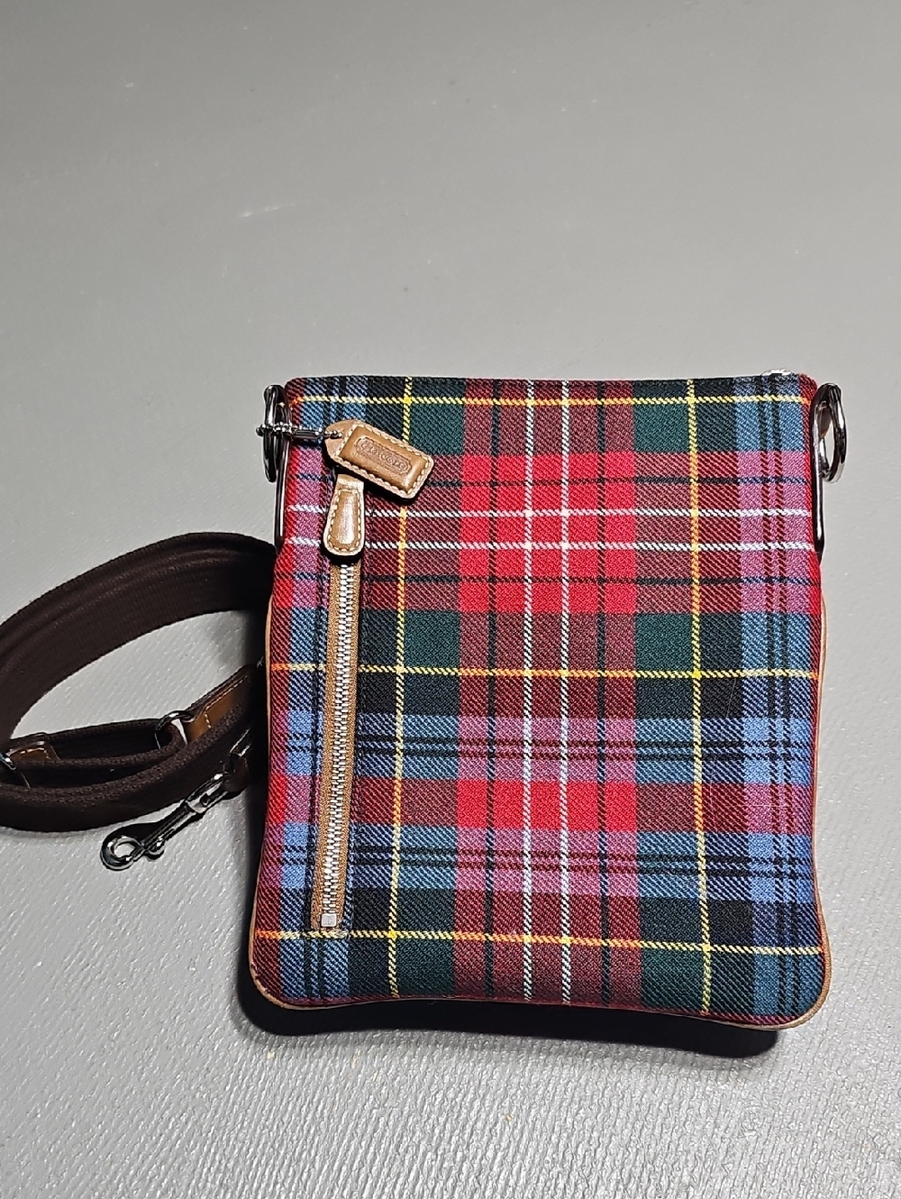 Coach EUC Vintage Tartan Plaid Crossbody Bag Slingback 100% Wool Holiday 2000s